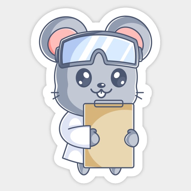 Cute mouse scientist with clipboard cartoon Sticker by Wawadzgnstuff